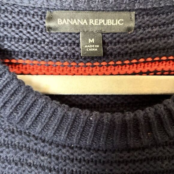 Banana Republic Sweater Medium Multicolor Stripe Ruffle Cable Knit Pullover - Picture 6 of 8